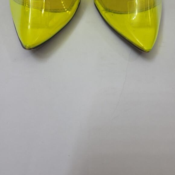 Liliana Kimye 1 Pointy Heel Stilletto Clear PVC Neon Yellow High Heels Size 7 - Picture 13 of 14